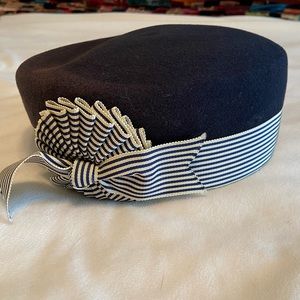 Navy wool beret style cap